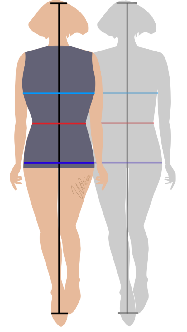 Standardfigurtyp mit großem Brustvolumen im Vergleich zur Standardfigurine.