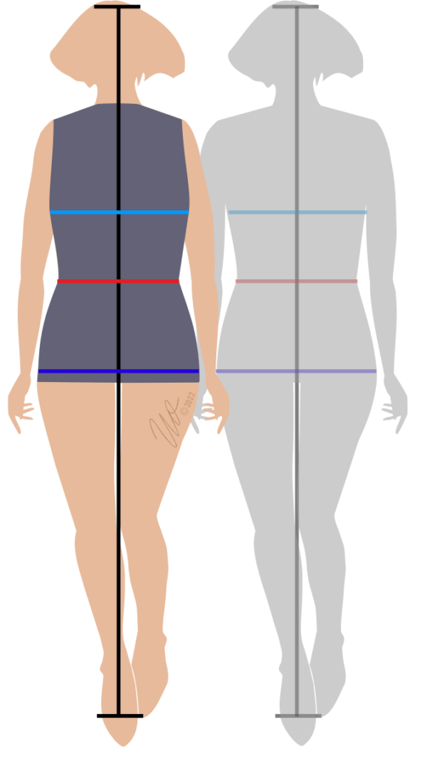 Standardfigurtyp mit schmalen Schultern im Vergleich zur Standardfigurine.