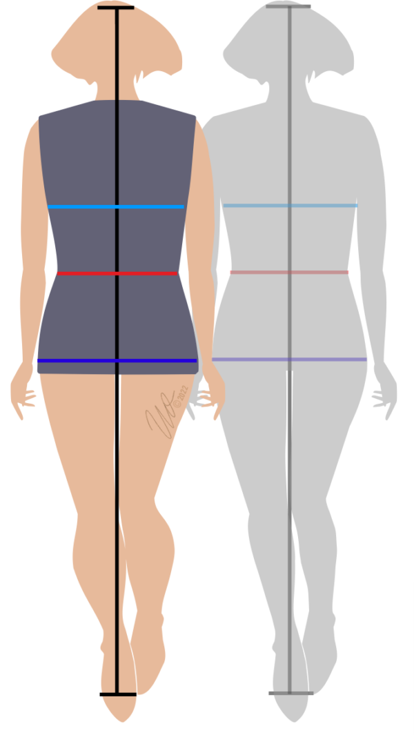 Standardfigurtyp mit kräftigen Waden im Vergleich zur Standardfigurine.