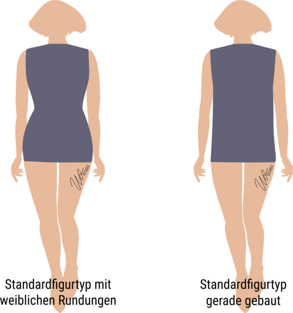 Ein Standardfigurtyp mit weiblichen Rundungen und ein Standardfigurtyp gerade gebaut.