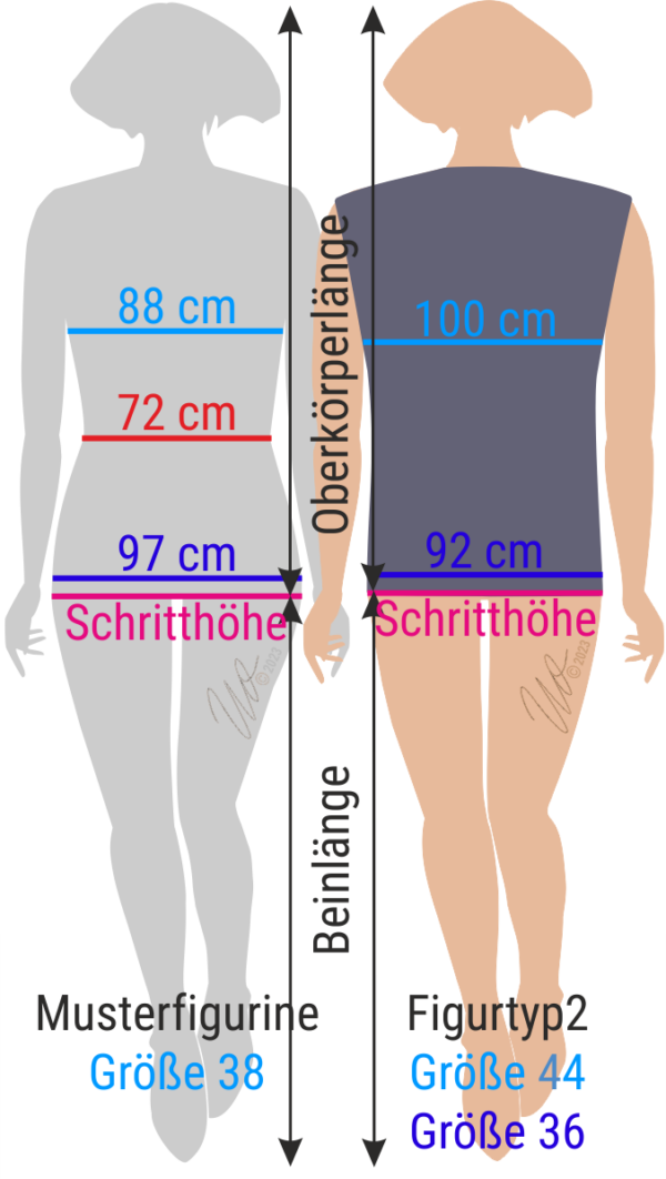 Grafik mit Vergleich Musterfigurine und Figurtyp2